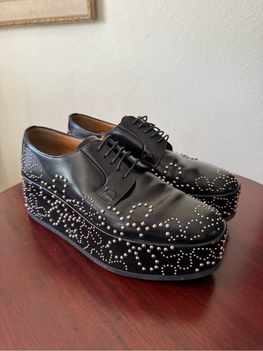 noir kei ninomiya Black Studded Platform Derby Shoes